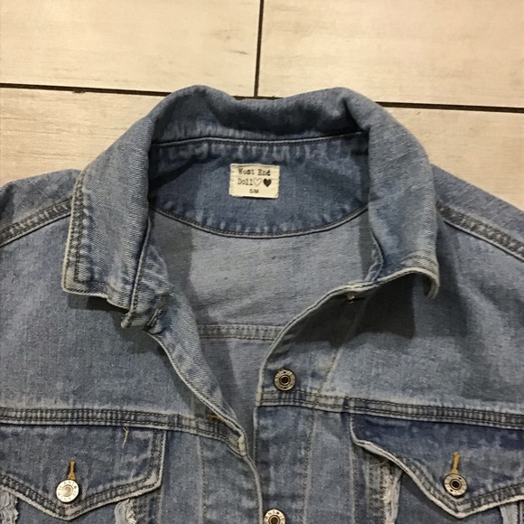West End Doll Distressed Denim Jacket - Picture 3 of 3